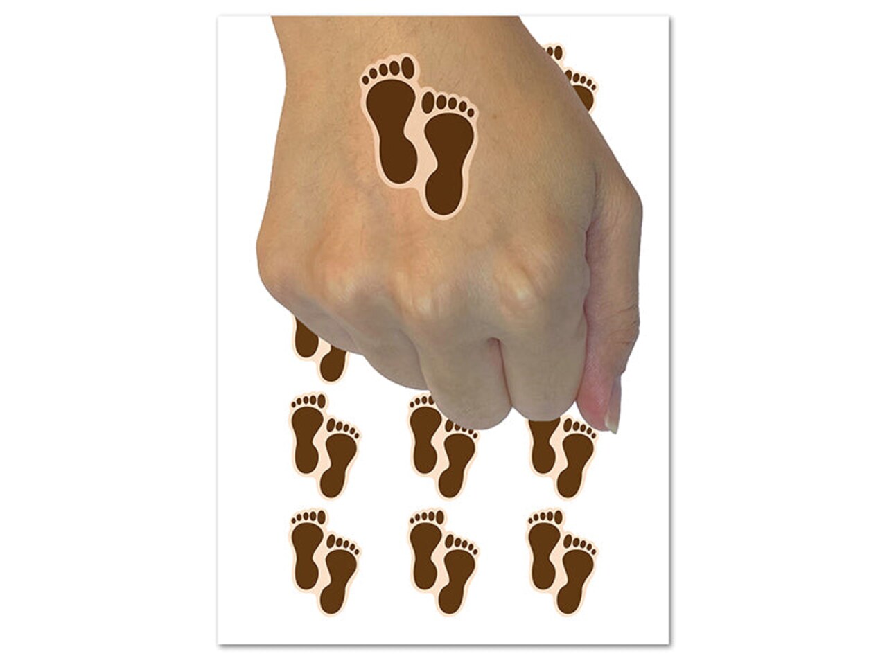Foot Prints Solid Temporary Tattoo Water Resistant Fake Body Art Set Collection (1 Sheet)